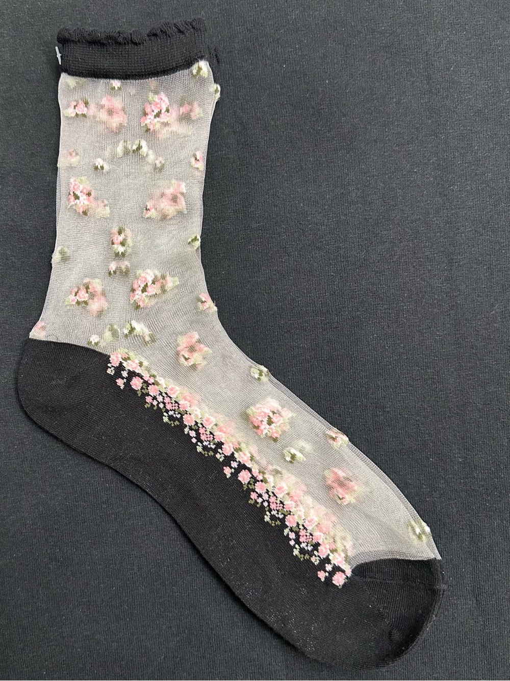 1 Pair  Socks Women Sheer Embroidered Floral Thin Stockings Japanese Style Cozy